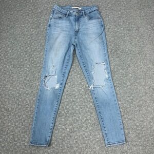 Levis 721 High Rise Skinny Ankle Jeans Womens 26 Blue Distressed Denim Ripped